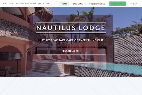 Nautilus Lodge - Design and complete development of the website, UX/UI design, inbound marketing and optimization of the contact